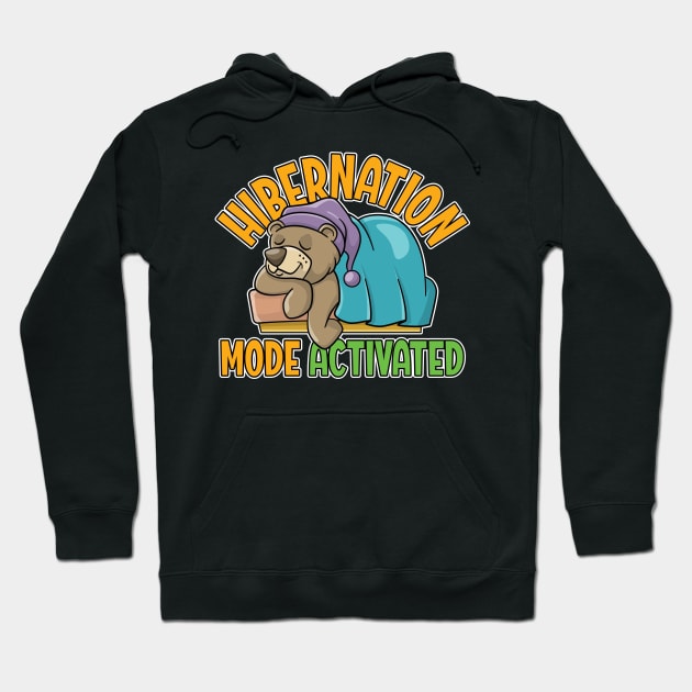 Hibernation mode activated - cute cartoon bear sleeping in a comfy cozy bed Hoodie by RobiMerch